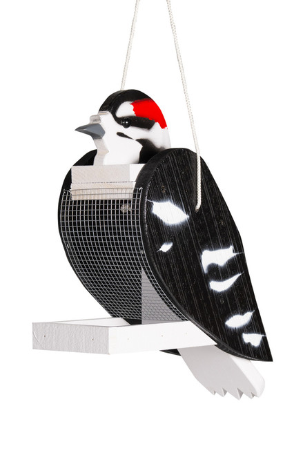 Amish Crafted Wood Bird Feeder in Downy Woodpecker Design