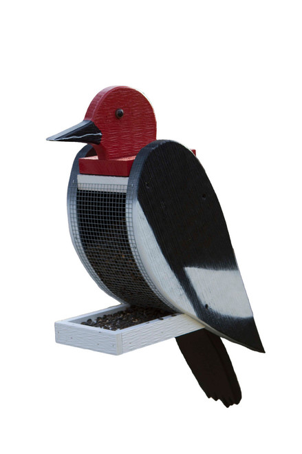 Amish Crafted Wood Bird Feeder in Woodpecker Design