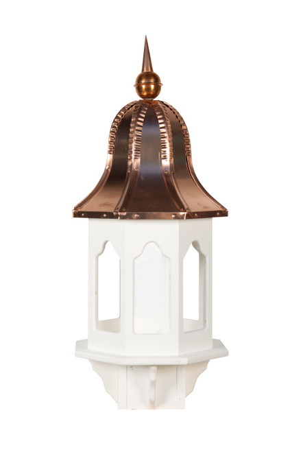 Amish made poly bird feeder with copper roof.