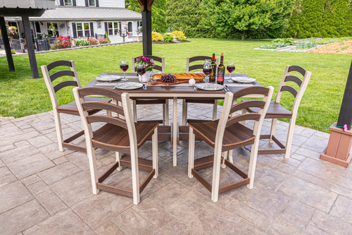 Seabreak Collection Amish crafted outdoor dining furniture in birchwood and brazilian walnut