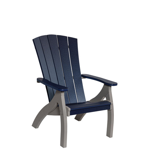 Amish crafted all weather poly siesta chair in light gray and patriot blue.
