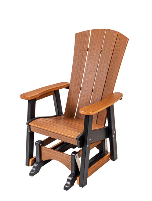 Amish crafted poly outdoor furniture - glider chair in black and mahogany