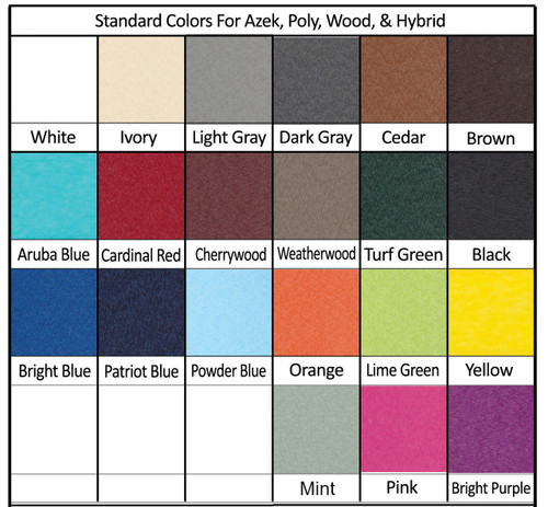 Poly color chart for outdoor dining chairs