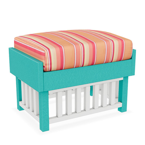 Amish made, Mission collection, poly outdoor footrest by Finch, in turquoise, white, dolce mango