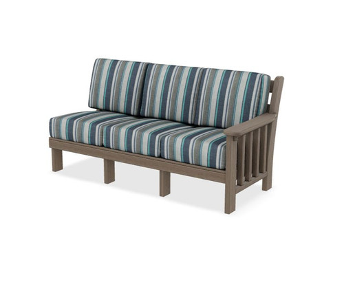 Mission style deep seating sectional poly patio furniture  by Finch™ pictured in coastal gray and trusted coast