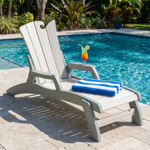Amish crafted Oceanwavz poly chaise lounge pictured poolside.