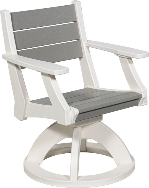 Poly outdoor dining chair from the Farmhouse collection, pictured in white and dark gray.