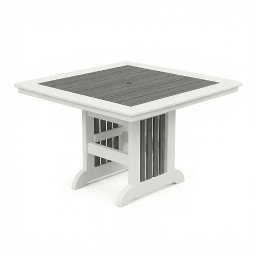 Amish crafted poly patio table in driftwood and and white