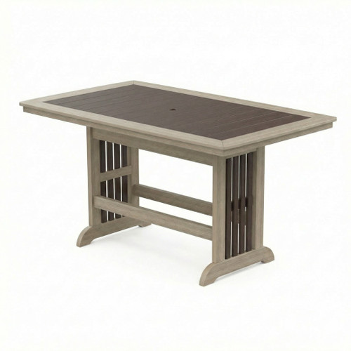 Amish crafted poly Mission Dining Table from the Farmhouse Collection, pictured in birchwood and brazilian walnut.