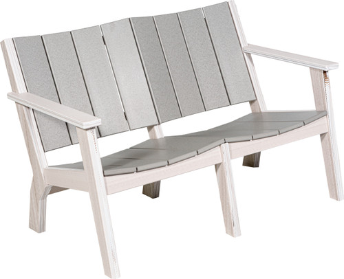 Amish crafted all-weather poly love seat in seashell and light gray