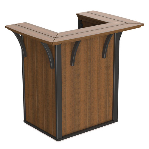 All-Weather poly outdoor bar from our Empress Collection, pictured in Mahogany and Black