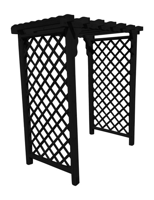 Amish crafted Covington cedar arbor finished in charcoal stain