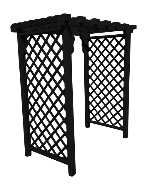 Amish crafted Covington cedar arbor finished in charcoal stain