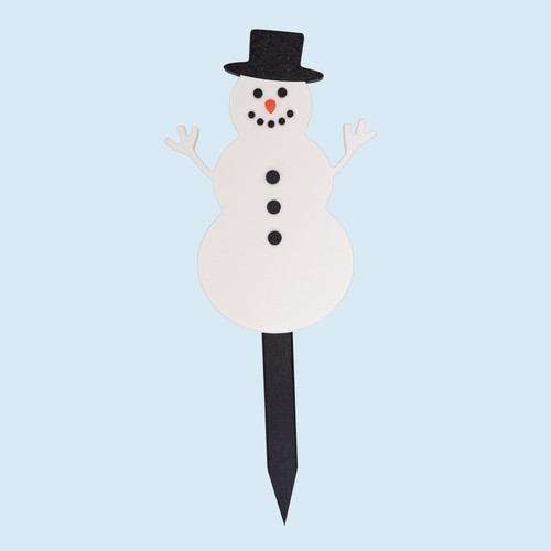 Amish made in the USA seasonal lawn decor stake, snowman