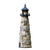 Illuminated 5 foot Amish handcrafted stone garden lighthouse with black top.