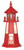 Amish made Cape Henry replica wood garden lighthouse, 3 foot, cardinal red and whte.