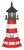 Amish handcrafted Assateague replica garden lighthouse, finished in black, cardinal red, and white, 3 foot high with base.