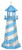 Amish made Cape Hatteras replica garden lighthouse finished in powder blue and white, 4 foot.