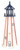 Amish made Patriotic poly wood hybrid garden lighthouse, Standard style, cardinal red, white, patriotic blue, 5 foot.