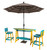 Amish handcrafted poly outdoor surfboard style bar table and chair set, in aruba blue and yellow