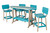 Amish handcrafted, poly surfboard style bar table and chair set, in aruba blue and birchwood