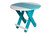 Poly outdoor furniture, round folding end table in aruba blue and white.