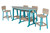 Amish crafted Surf-Aira 8 foot poly surfboard bar table and chairs set in aruba blue and birchwood.