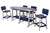 Amish crafted Surf-Aira 8 foot poly surfboard bar table and chairs set in light gray and patriot blue.
