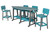 Amish crafted Surf-Aira 8 foot poly surfboard bar table and chairs set in dark gray and aruba blue.