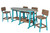 Amish crafted Surf-Aira 8 foot poly surfboard bar table and chairs set in aruba blue and weatherwood.