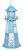 Amish crafted Cape Henry style premium poly garden lighthouse pictured in powder blue and white, 4 foot model.