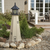 Amish made poly garden lighthouse in Split Rock, MN replica, pictured rock garden by patio.