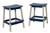 Amish built poly counter height bar stools finished in Patriot Blue and Light Gray.