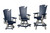 Amish crafted Ocean Wavz poly swivel bar, counter, and dining chairs in patriot blue and light gray