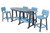 Surf-Aira 8 foot poly dining table and stools finished in powder blue and dark gray.