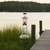 Amish crafted nautical lawn decor, ornamental buoy in white with red trim.