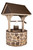 Amish handcrafted stone and poly wishing well, size jumbo, birchwood frame with brazilian walnut, brown stone with tan grout.