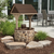 Amish handcrafted stone and poly wishing well, size jumbo, birchwood frame with brazilian walnut, brown stone with tan grout.
