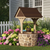 Amish handcrafted stone and poly wishing well, size jumbo, birchwood frame with brazilian walnut, brown stone with tan grout.