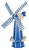 Amish crafted poly windmill, large, in bright blue and ivory.