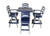Poly dining table set from Seabreak Collection in seashell and patriot blue.