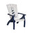 Amish crafted outdoor furniture poly siesta chair with lighthouse engaved design in white and patriot blue.