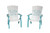Amish crafted outdoor furniture poly siesta chairs with beach sunset engaved design in white and aruba blue.