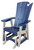 Amish crafted outdoor patio furniture, poly glider chair in light gray and patriot blue