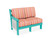 Left side love seat piece for poly outdoor sectional sofa, made in the USA by Finch™, pictured in turquoise and white, with dolce mango fabric.