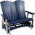 Amish made poly double glider outdoor furniture in patriot blue and light gray.
