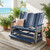 Amish crafted poly triple glider from the OceanWavz collection, pictured in patriot blue and light gray on a beach front veranda.