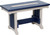 Amish built poly outdoor bench, made in the USA, pictured in light gray and patriot blue.