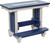 Amish built, counter height poly outdoor bench, made in the USA, pictured in light gray and patriot blue.