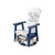Amish built, all-weather poly, outdoor glider chair, pictured in patriot blue and white with sunset engraving